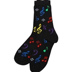 Ladies Black Socks, Multi-Colored Notes