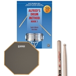 Percussion Accessory Pack: 6" Practice Pad, SD-1 Sticks, Alfred's Drum Method Book 1