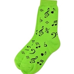 Socks, Neon Green w/Music Symbols