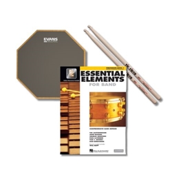 Percussion Accessory Pack: Essential Elements Book 1, 6" Practice Pad, SD-1 Sticks